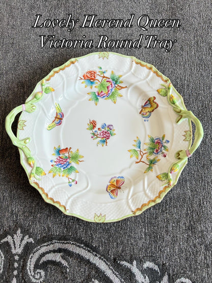 Large Round Older Herend Queen Victoria Tray