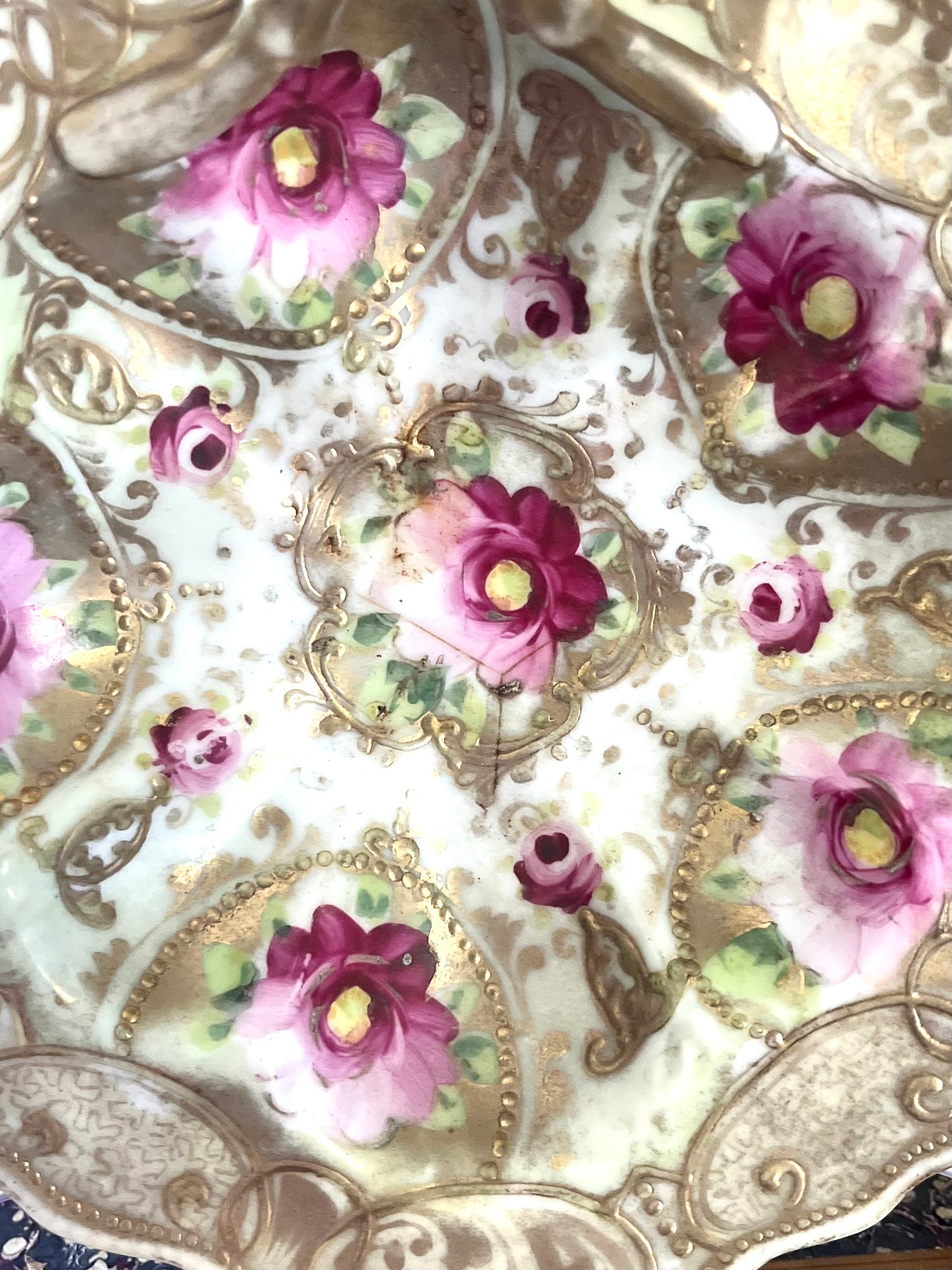 Live 06/02 Pre-1891 Beautiful Floral Nippon Moriage Candy/Trinket Dish