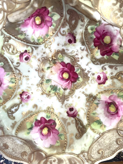 Live 06/02 Pre-1891 Beautiful Floral Nippon Moriage Candy/Trinket Dish