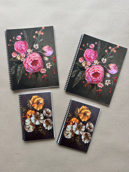 Pink peonies large notebook 11x8.5”