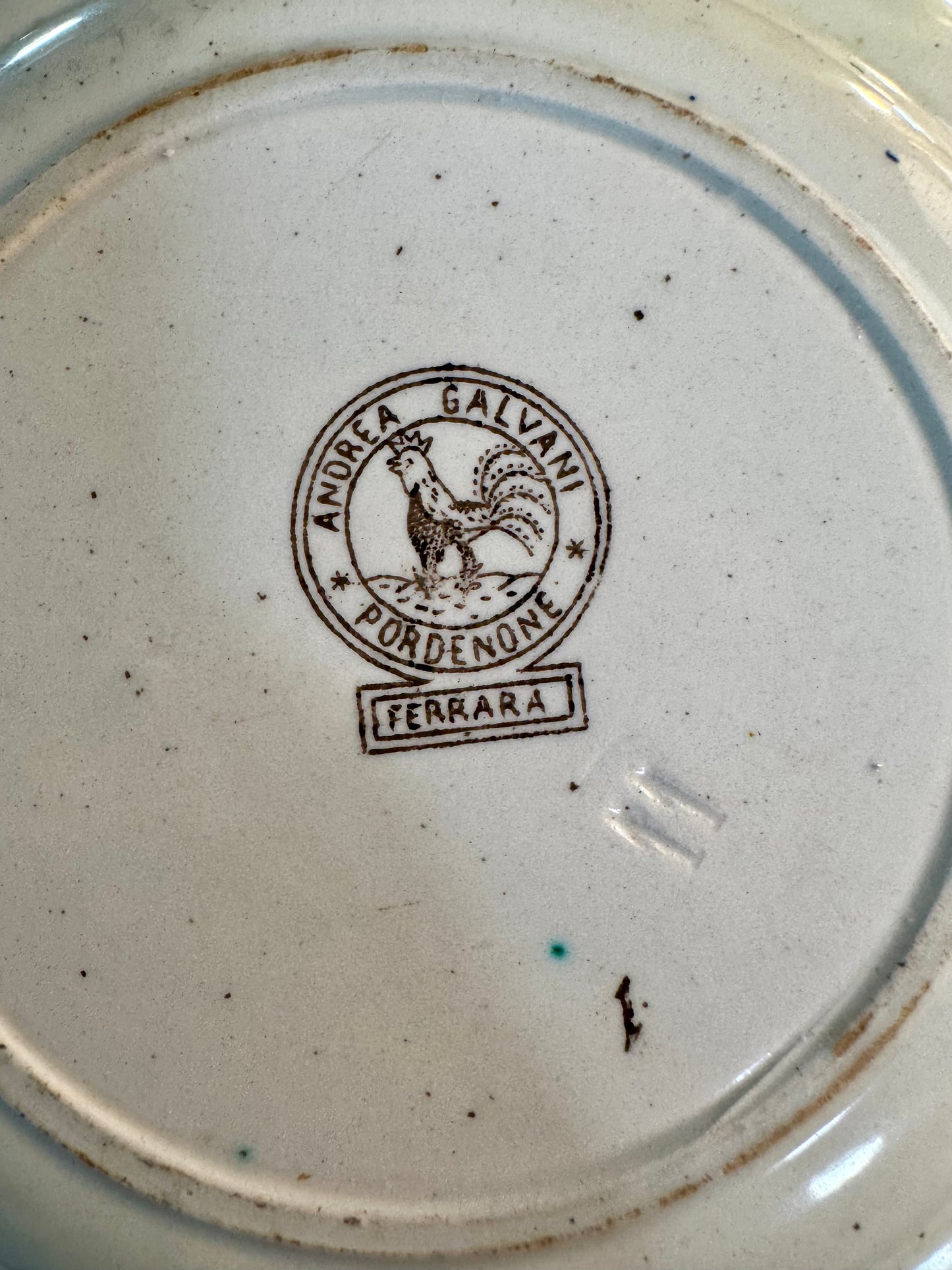 Antique Brown Transferware "FERRARA" Plate by Andrea Galvani, Made in Italy, 7.25"