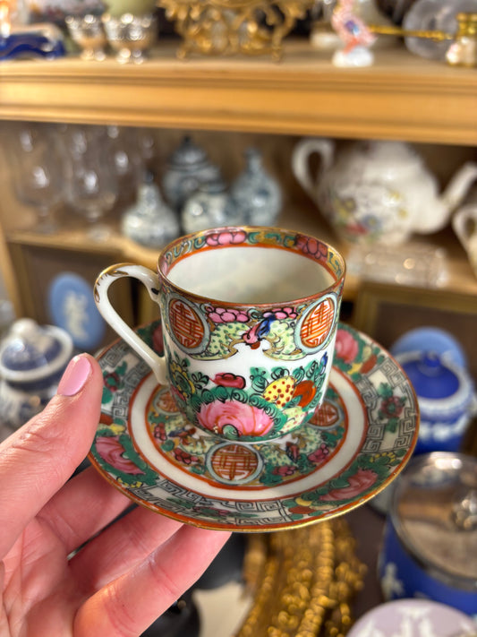 Reserved! Rose Medallion demitasse cup and saucer!