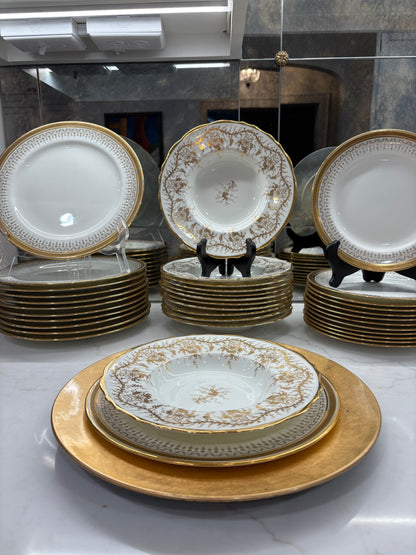 Antique 1890’s - Set (12) Cauldon Salad Plates, 8.5”D - Pristine!