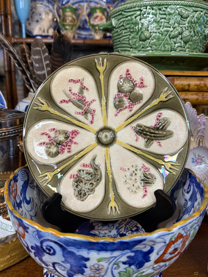 Antique Wedgwood Majolica Japonisme Pickle & Fork Plate | Aesthetic Movement | Dated 1879 | 8” D