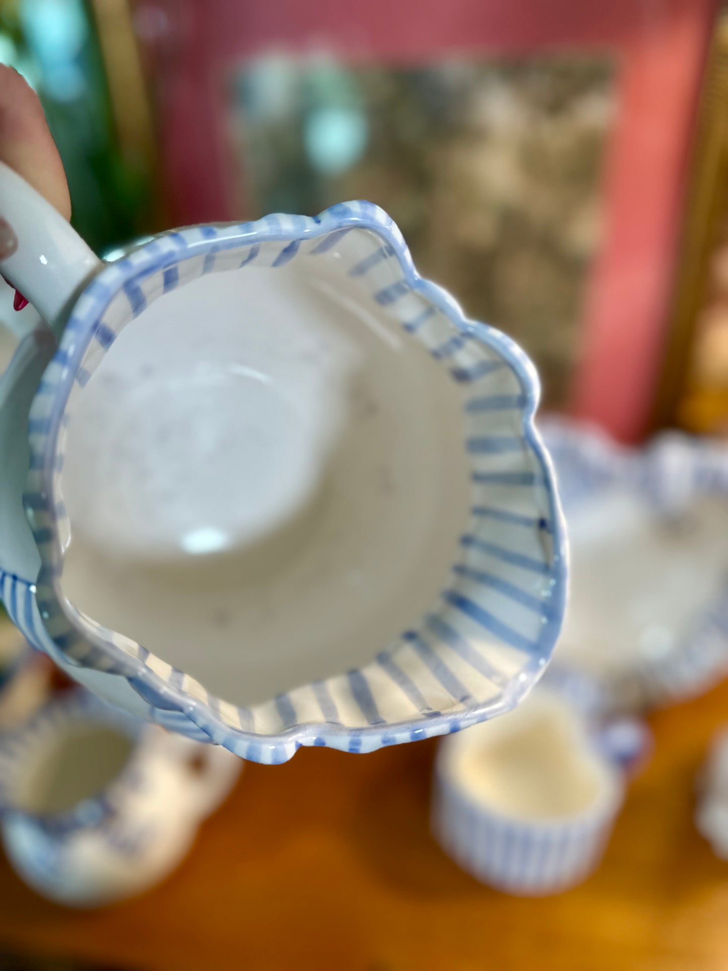 Vintage Haldon Group Ribbon Pitcher | Blue & White Stripe | 1989