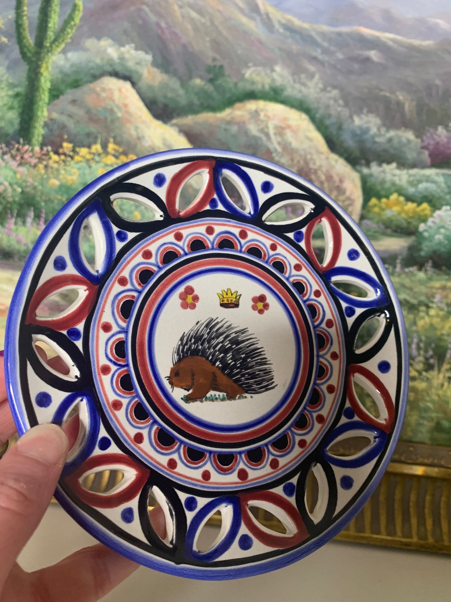 Rare Italian Palio di Siena Porcupine Pottery plate! Excellent condition!