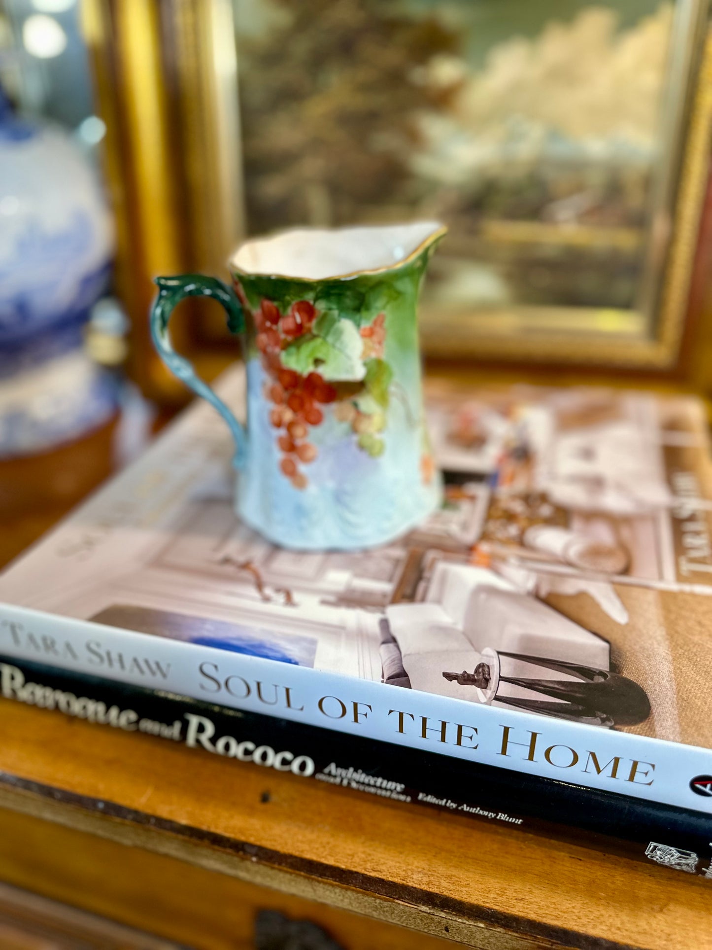 19th Century Antique Lebeau Porcelain Pitcher, Made in France, 7"