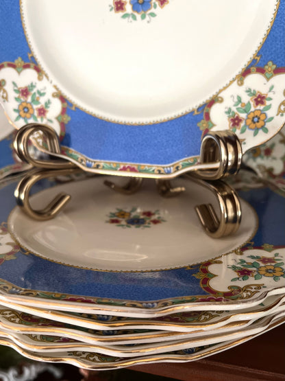 Live 06/09 Stunning Set Of 8 Staffordshire Cobalt Dinner Plates - Myott & Sons
