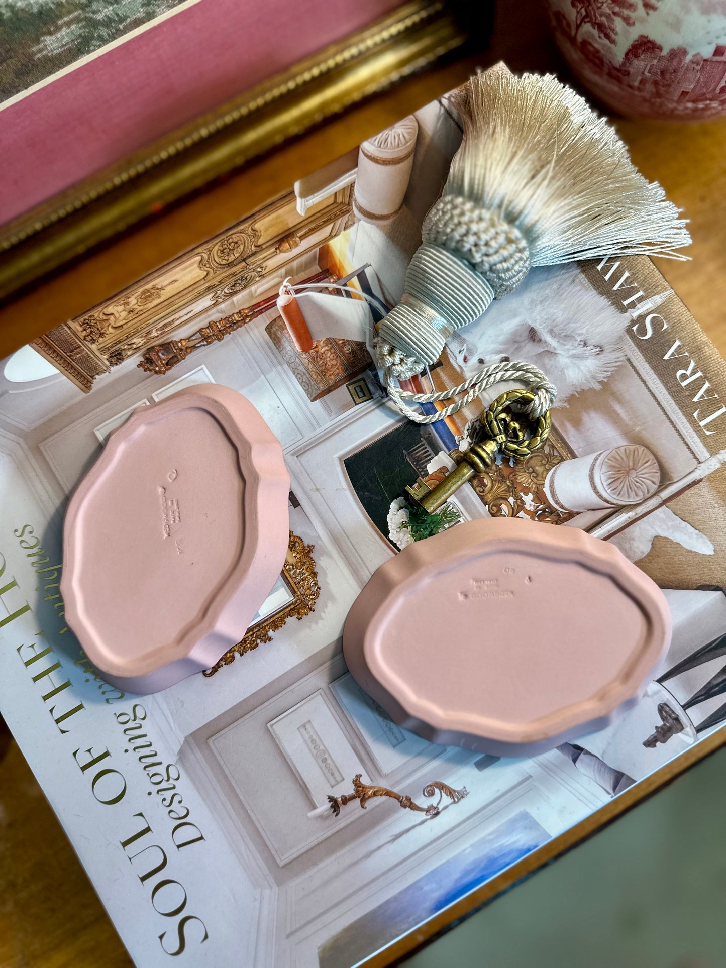 Classic Wedgwood Jasperware Pink Oval Pin Tray/Trinket Dish, England, 4.5”