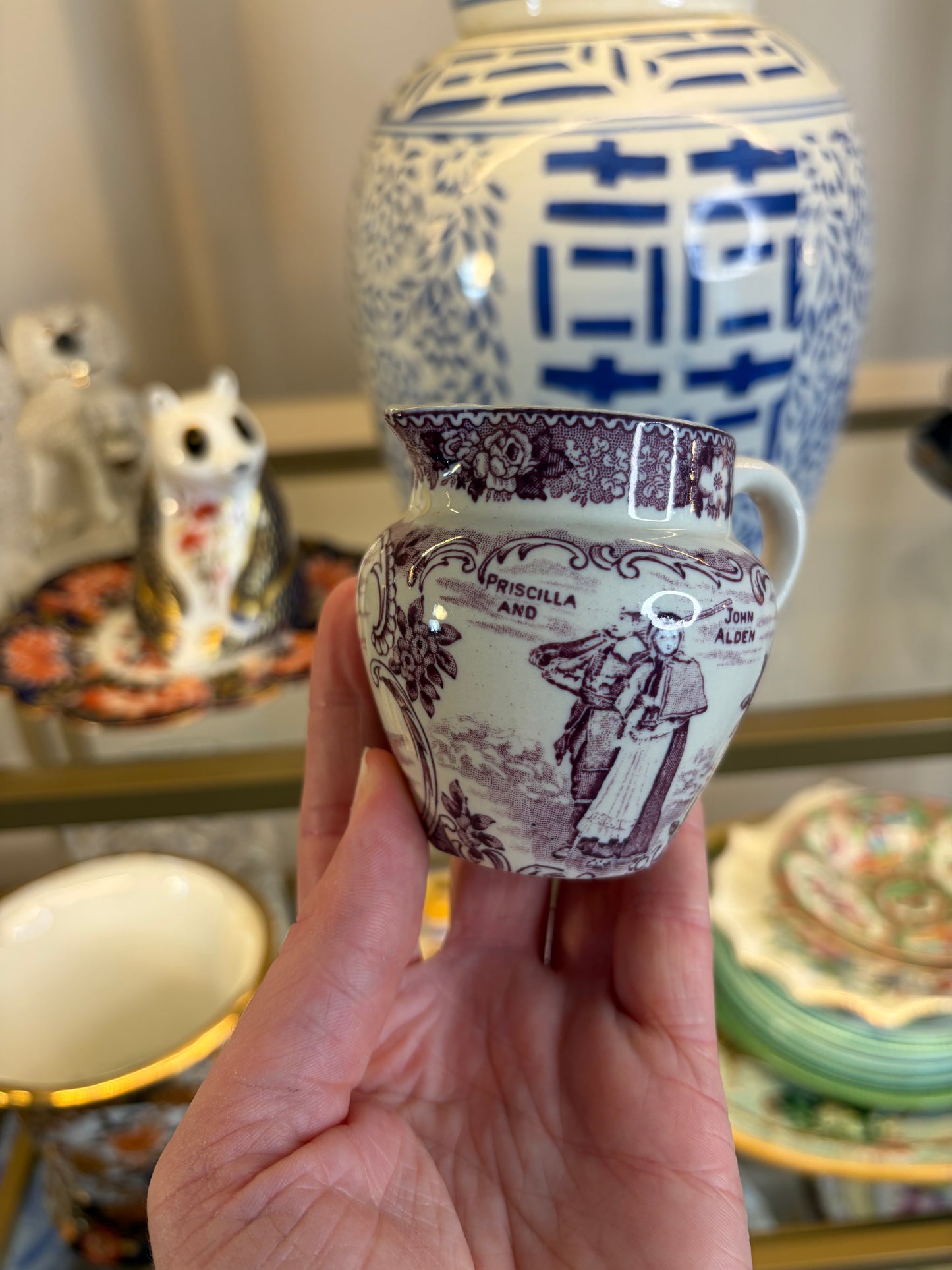 Lovely Staffordshire purple mini pitcher!