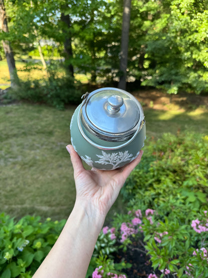Live 06/15 Sage green Wedgwood lidded jar