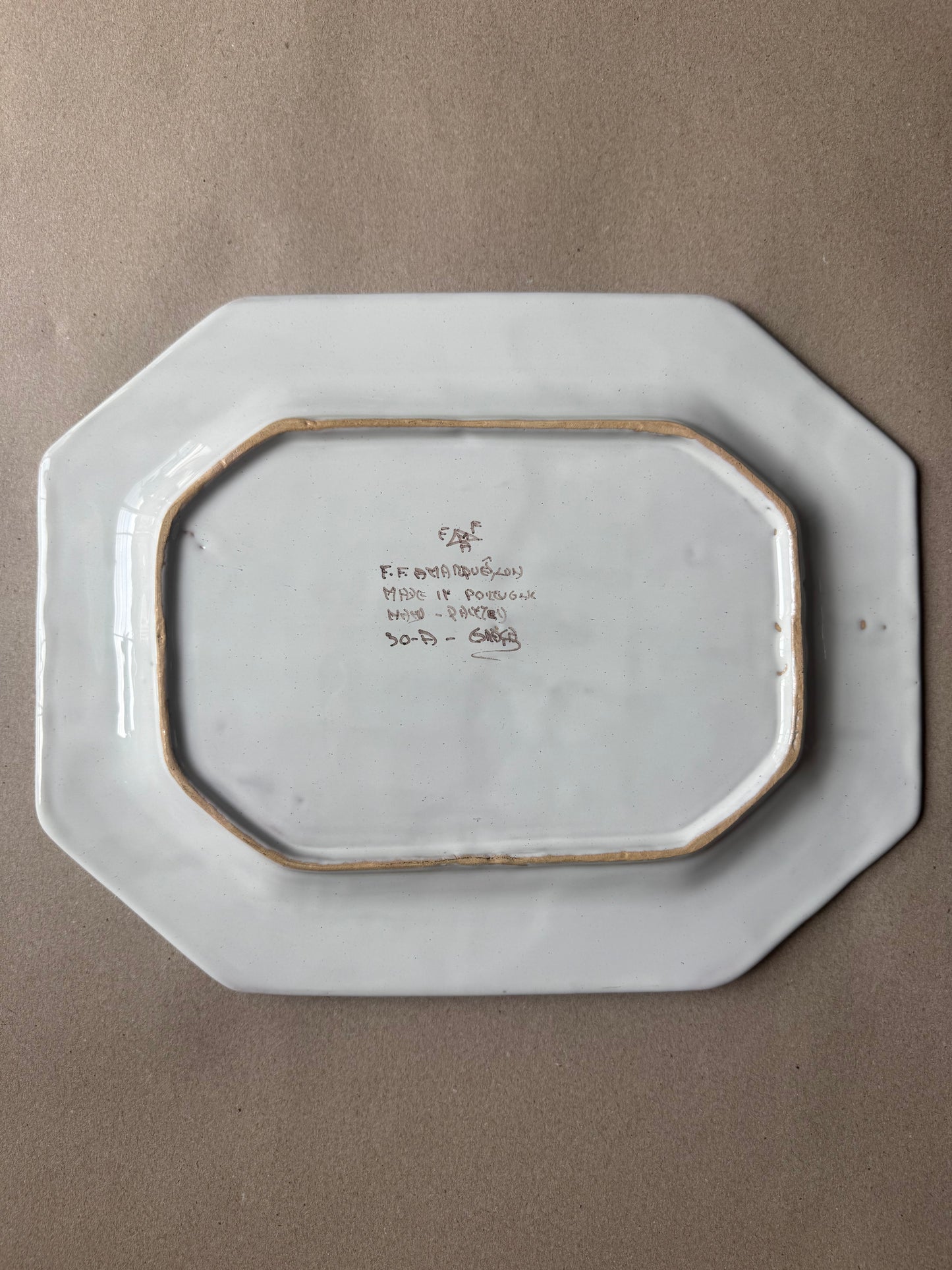 Large Hand-Painted Portuguese Ceramic Serving Platter | F.F.A. Marques, Portugal