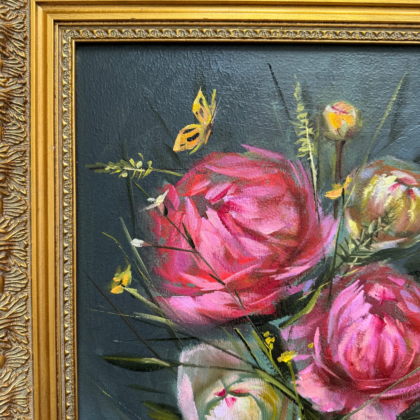 Live 06/09 Large 16x28” original oil painting peonies