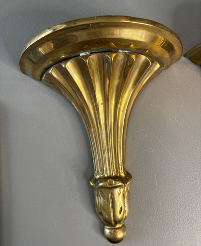 Beautiful brass sconces wall shelves pair!