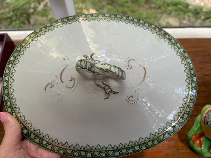 Gorgeous antique Ridgways Monterey covered dish with ribbon style handles!