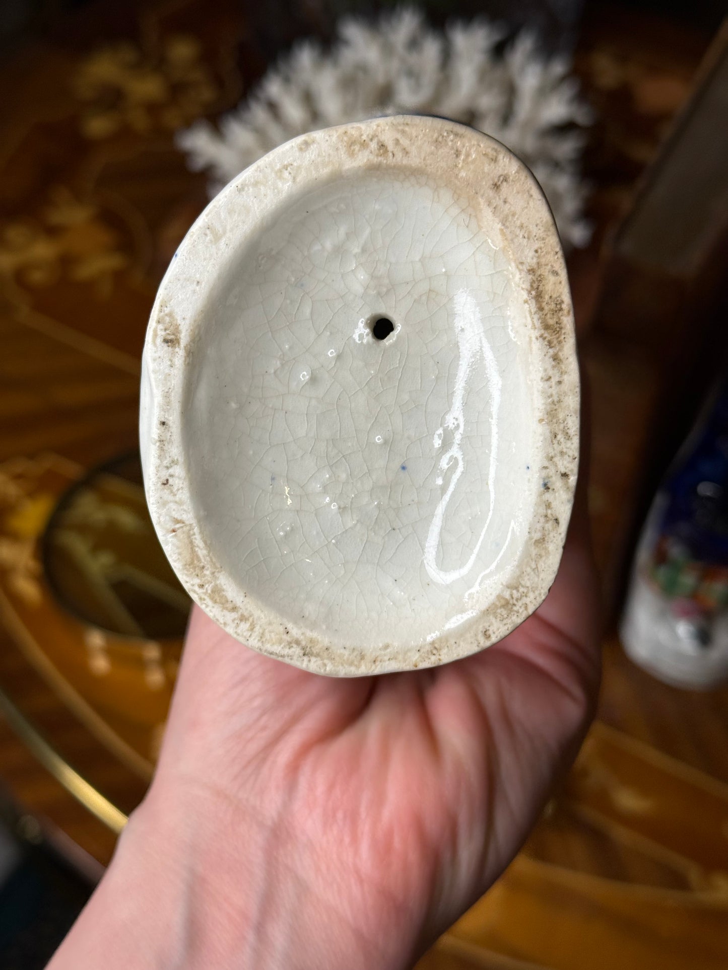 Antique Staffordshire Couple with Spaniel – Hand-Painted Figurines (c. 1860–1880), 9” Tall – Pair