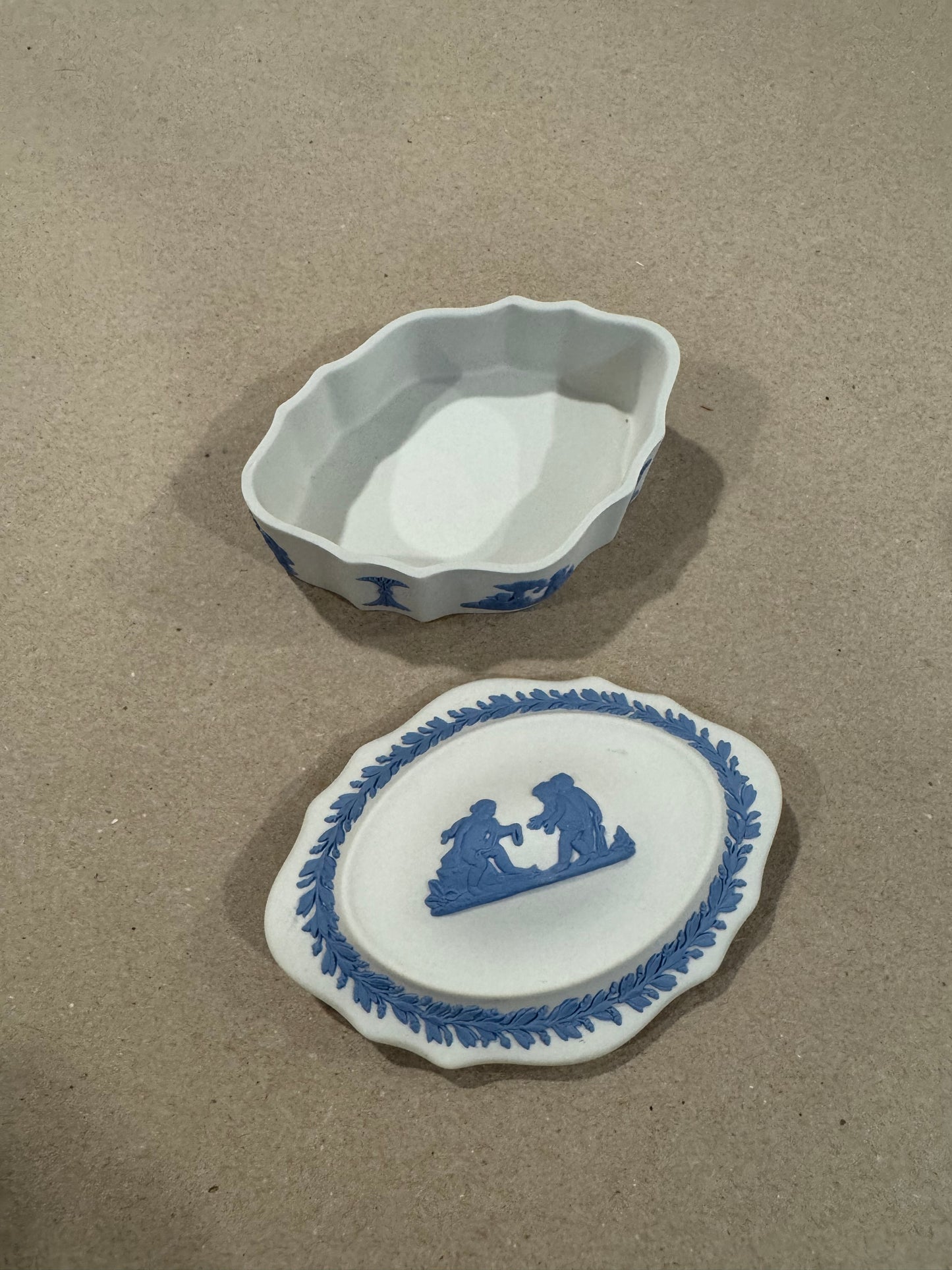 Wedgwood white and blue oval trinket box