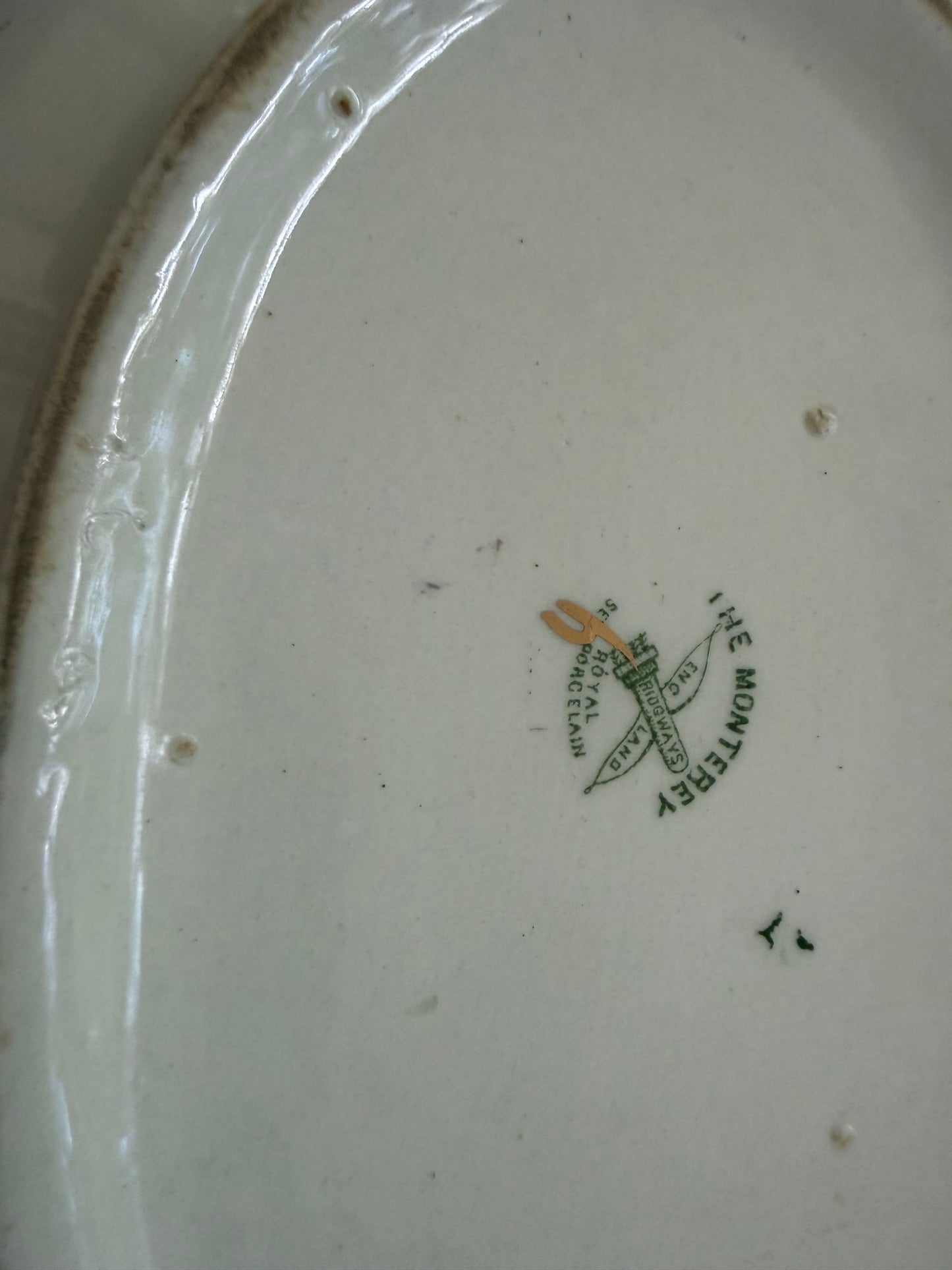 Gorgeous antique Ridgways Monterey covered dish with ribbon style handles!