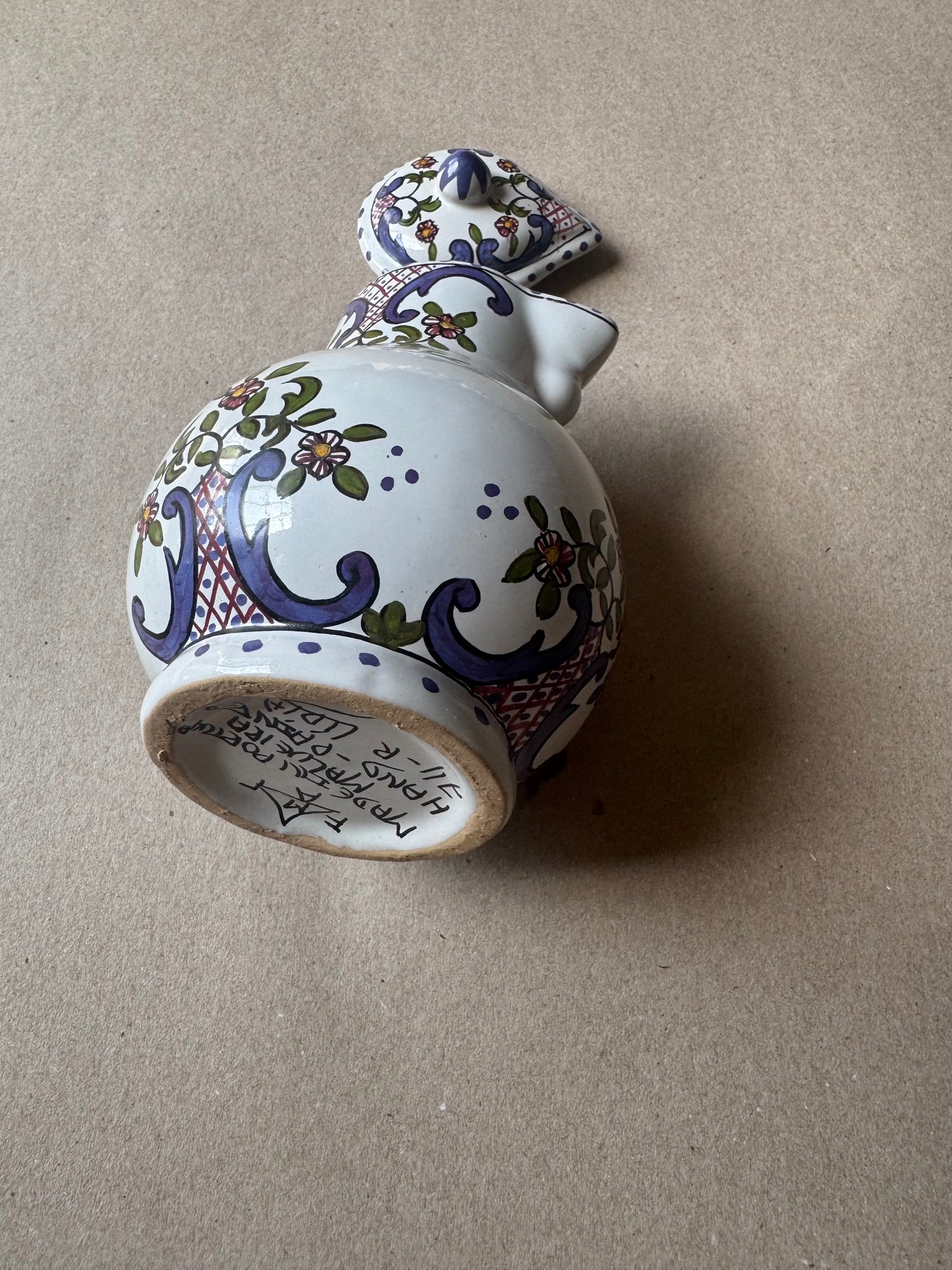 Hand-Painted Portuguese Ceramic Lidded Syrup Jug | Made Silveira Pottery, Portugal