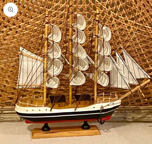 Custom nautical wooded tall ship replica, 13w x 12.5 h x 3d