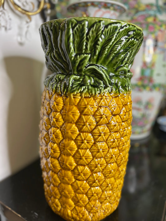 Vintage Pineapple Glazed Umbrella Stand Made in Portugal
