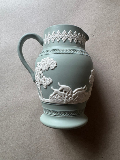 Vintage Jasperware Hunting Scene Jug Dudson 5.5”