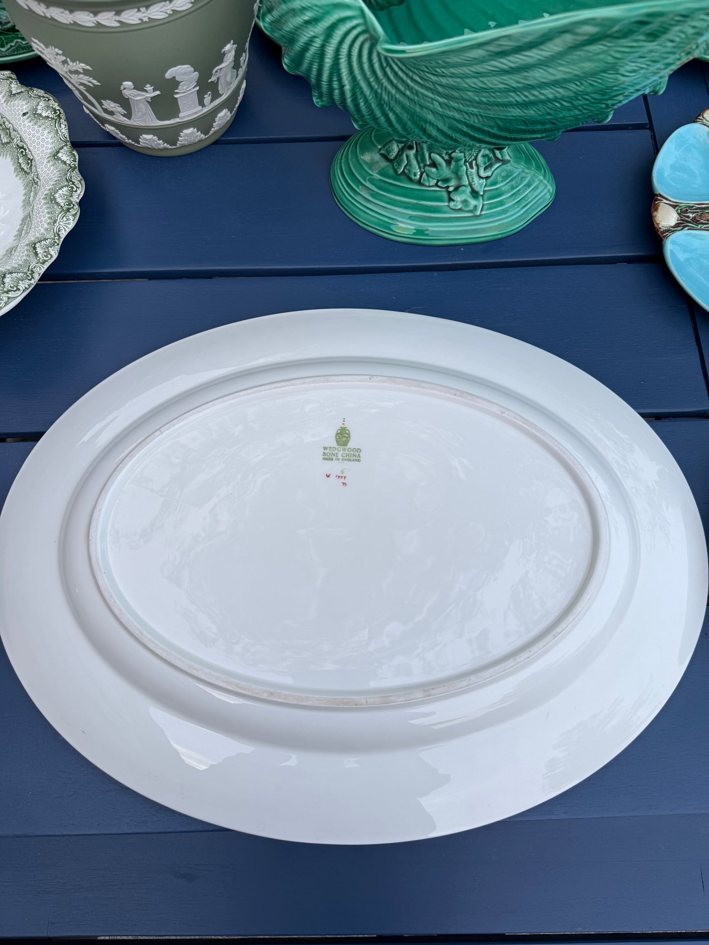 RESERVED - Vintage Wedgwood "Swallow" Platter with Green Trim | Discontinued Pattern | c.1950 | Style DA4510