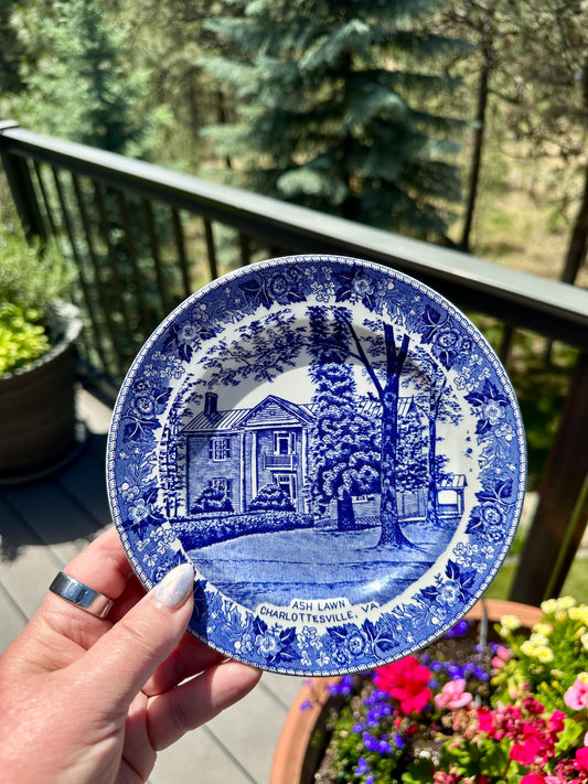 Old English Staffordshire Ware Virginia Historical Blue Transferware Plates | 2 Designs