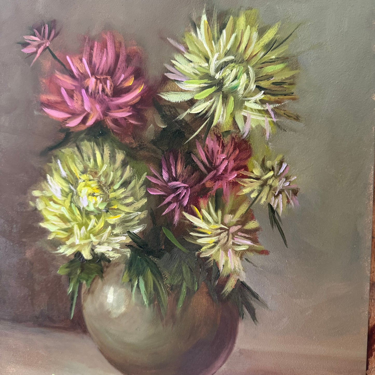 Chrysanthemum 11x14” oil on board original artwork