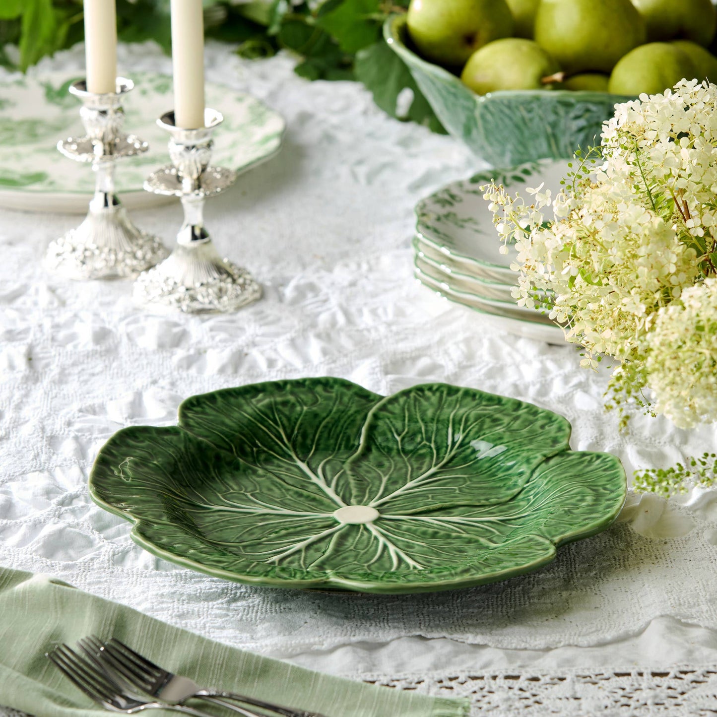 Green Cabbage Ceramic Charger Plate | 13”D