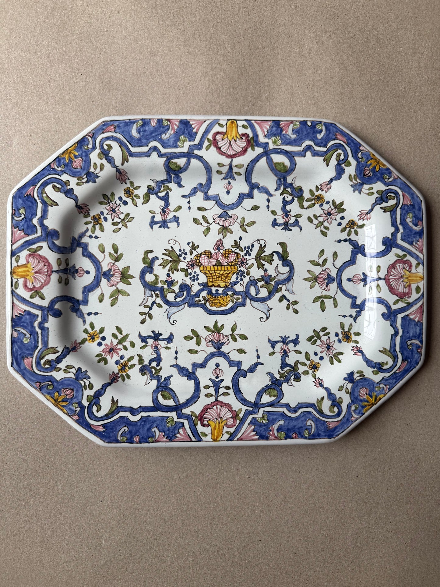 Large Hand-Painted Portuguese Ceramic Serving Platter | F.F.A. Marques, Portugal