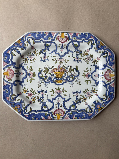 Large Hand-Painted Portuguese Ceramic Serving Platter | F.F.A. Marques, Portugal