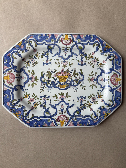 Large Hand-Painted Portuguese Ceramic Serving Platter | F.F.A. Marques, Portugal