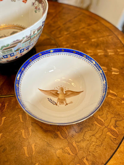 Federal Eagle Porcelain Bowl – Cobalt & Gilt Patriotic Motif, 10.25”