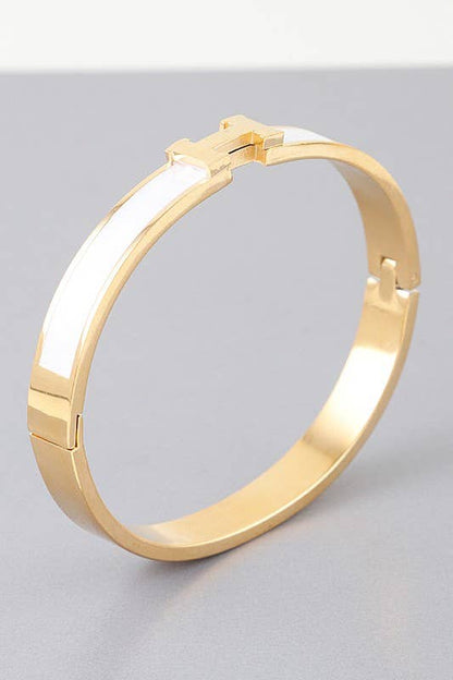 Bright H Cuff Bracelet BDBA327: Gold navy