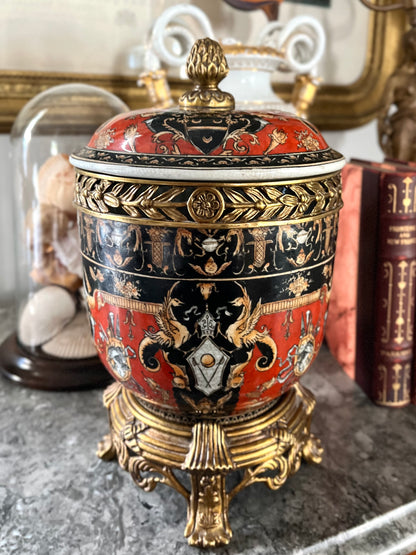⚜️Reserved Live 09/08 United Wilson Chinoiserie Lidded Pot With Original Stand