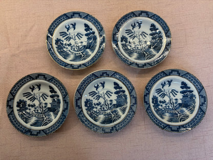 Beautiful French Blue Willow small shallow bowls set of 5!