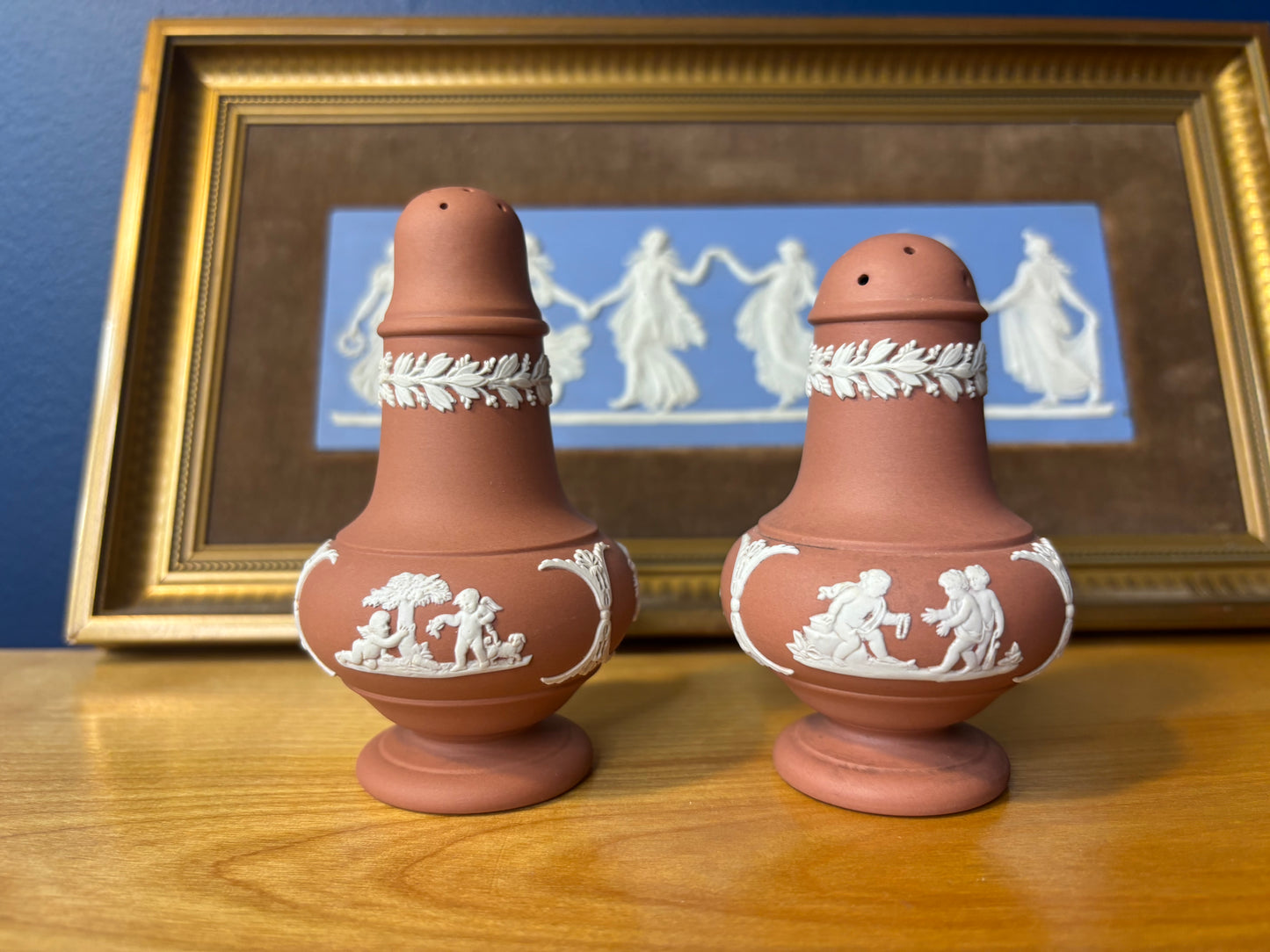Wedgwood Jasperware terracotta salt and pepper set!