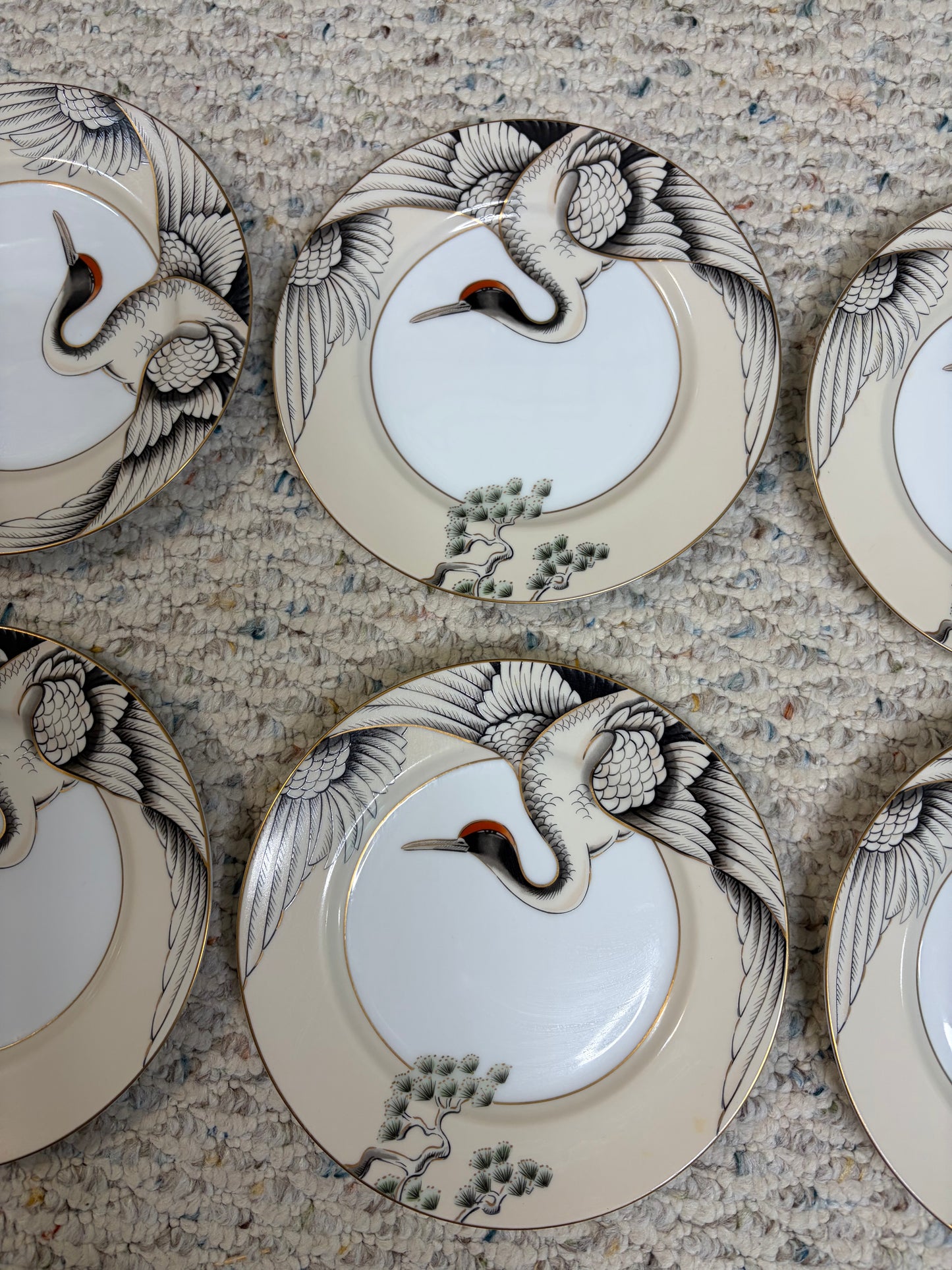 Lovely Fitz and Floyd crane plates set of 6!