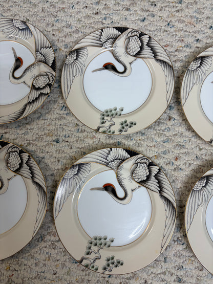 Lovely Fitz and Floyd crane plates set of 6!