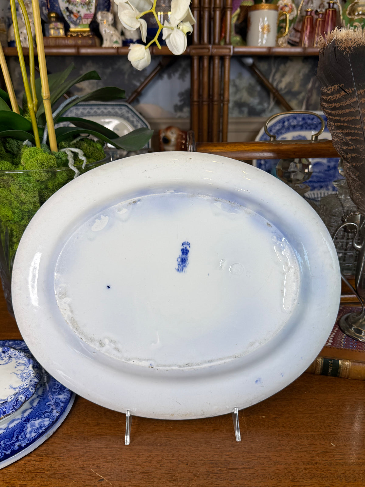 Royal Doulton Madras Flow Blue Platter | Blue & White | c.1900 | 15.5” L × 12.5” W | #DA4591