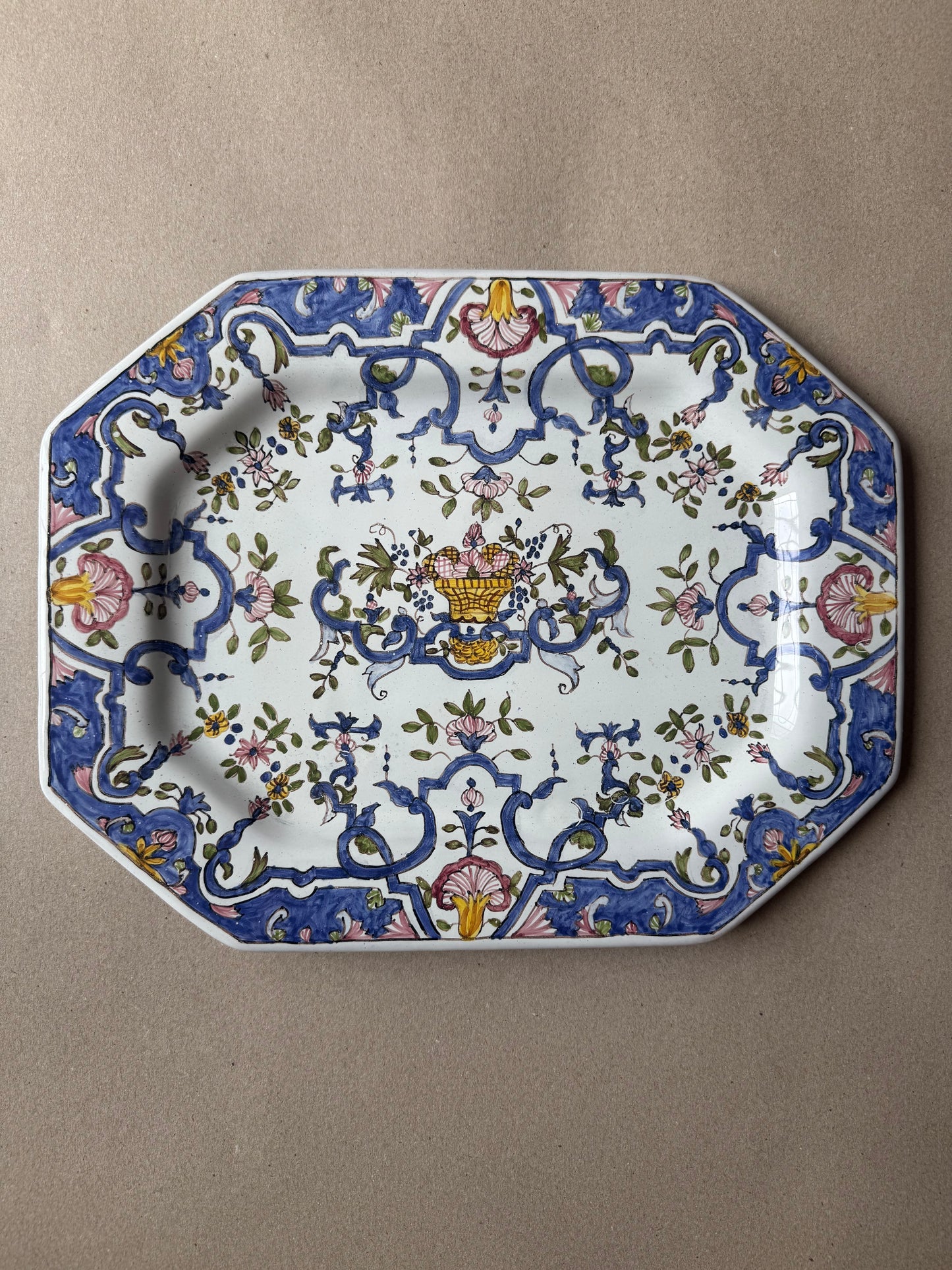 Large Hand-Painted Portuguese Ceramic Serving Platter | F.F.A. Marques, Portugal