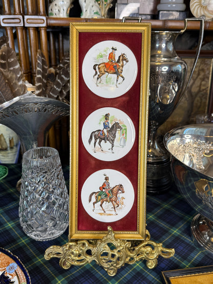 RESERVED - AMYLEA - Vintage Harleigh China Co. Staffordshire “Hussars” Framed Porcelain Plaques, England c.1970s | DA4608
