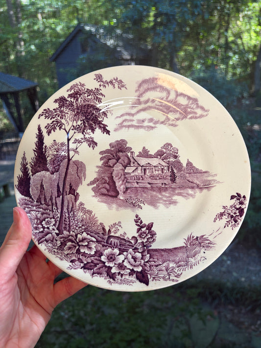 Beautiful antique purple transferware plate!