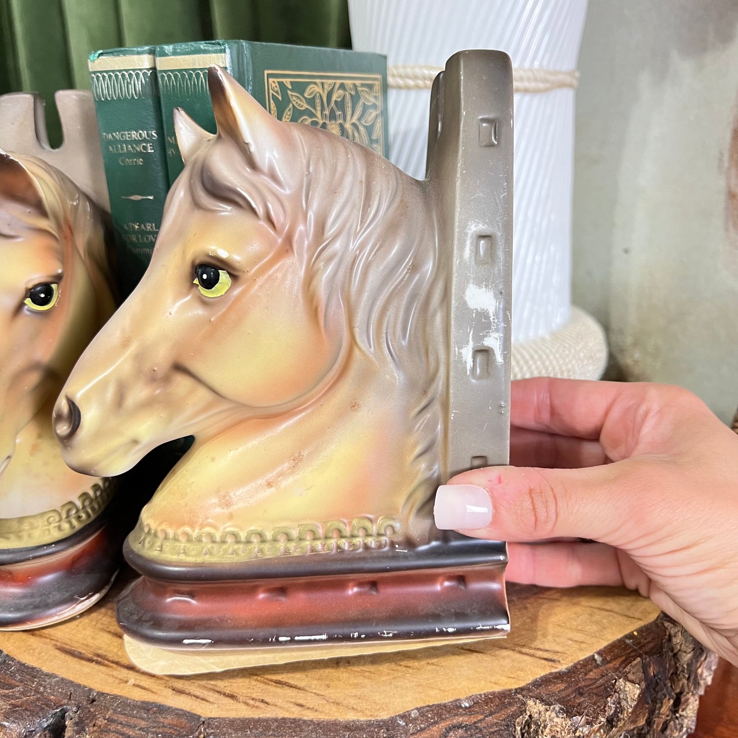 Vintage Equestrian Ceramic Horse Head Bookends