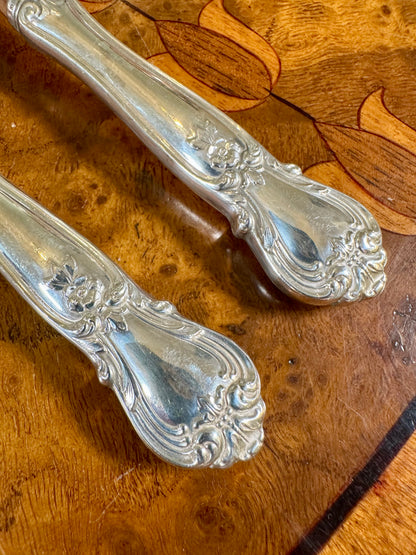 Vintage Web Silver Co. Ancestry Sterling Silver & Teak Salad Servers | c. 1950s