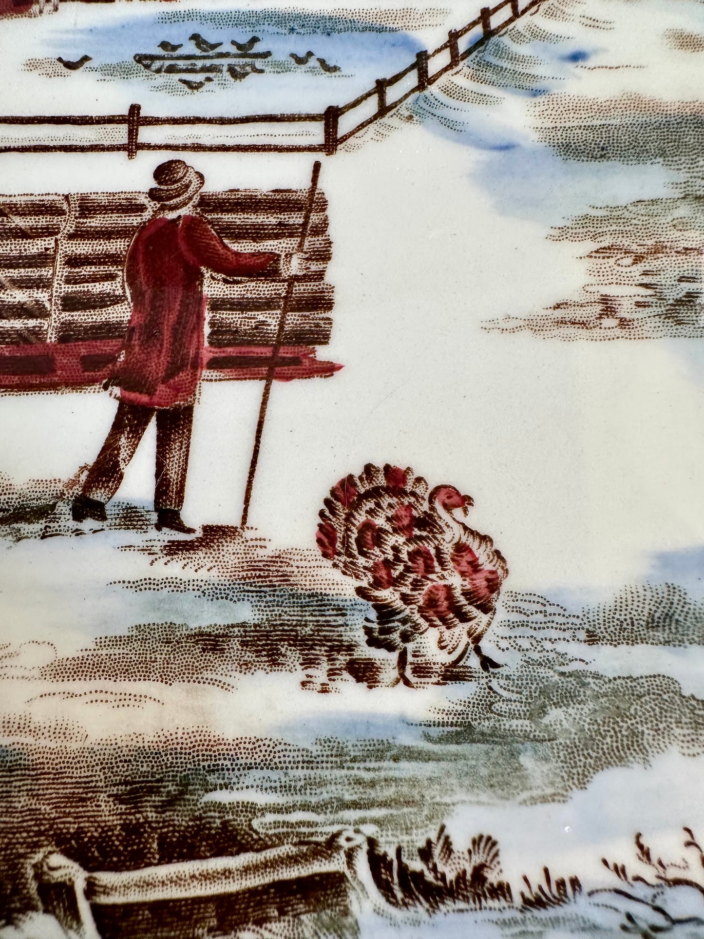 Vintage Johnson Brothers “Historic America" Holiday Platter, Made in England, 20"