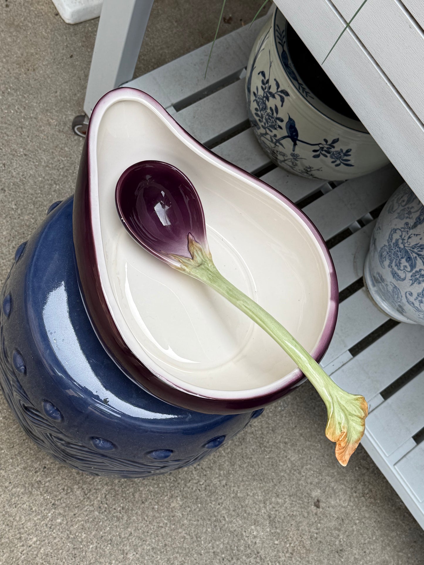 RESERVED - LAKEBABS- Vintage Fitz & Floyd Extra Large Eggplant Tureen with Ladle | 3.5 Quart