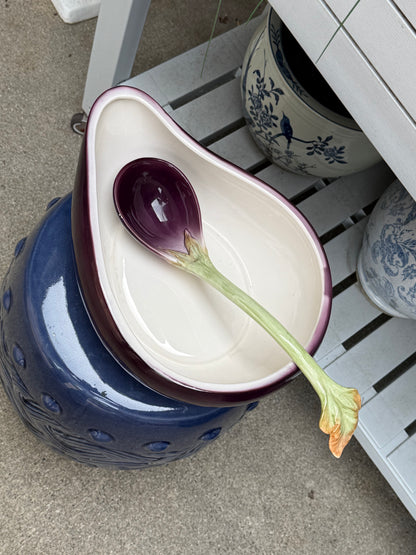 RESERVED - LAKEBABS- Vintage Fitz & Floyd Extra Large Eggplant Tureen with Ladle | 3.5 Quart