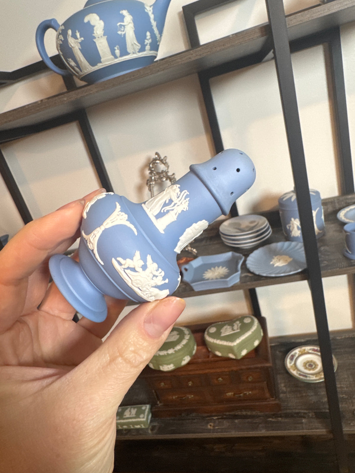 Wedgwood blue and white sugar/paper shaker